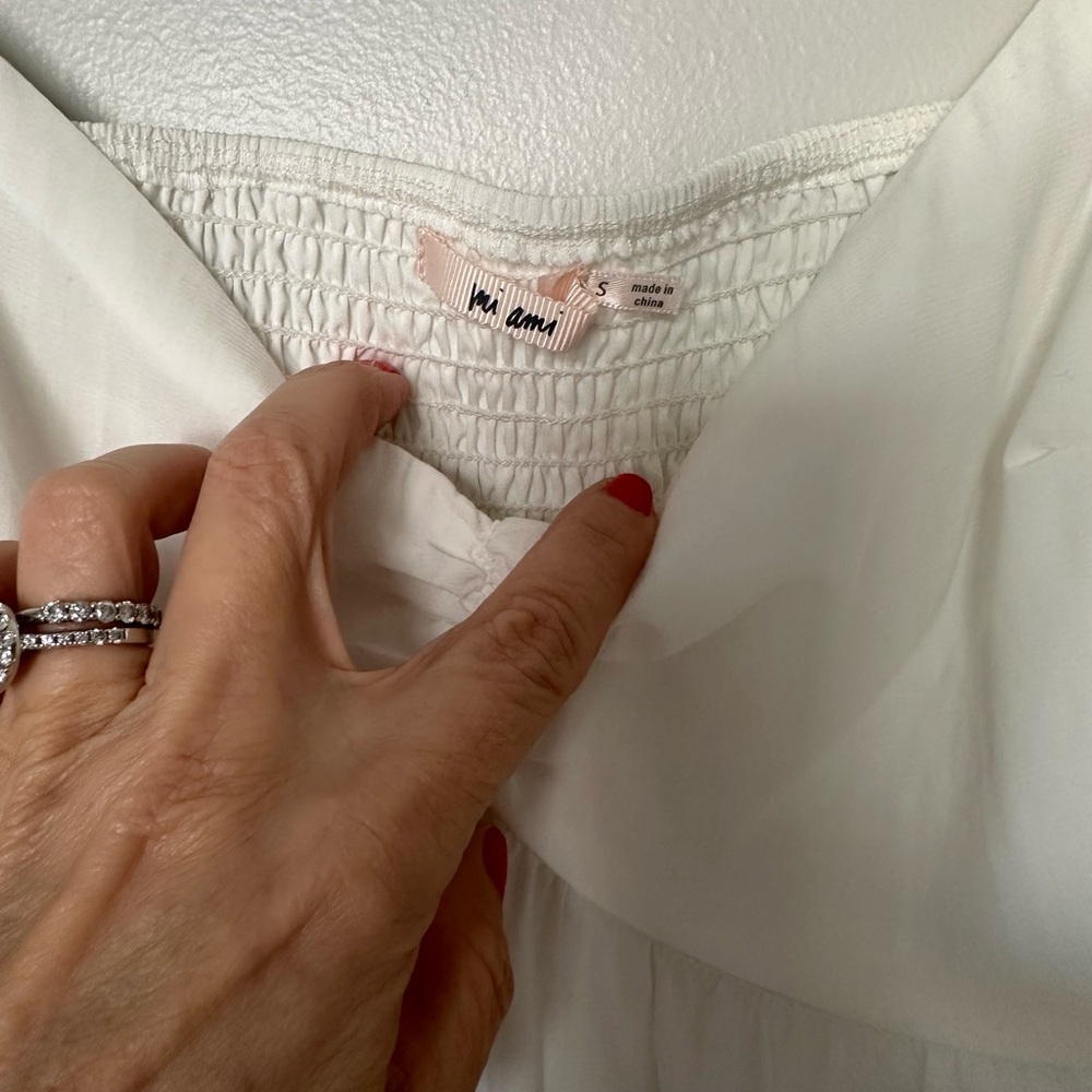 Francesca’s White Lindsey Cinched Front Tie Blouse - Picture 5 of 7
